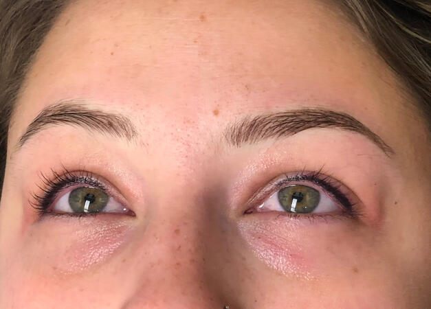 Upper eyeliner and Eyebrows Eyeliner tattoo and Microblading done by Desiree in Appleton, Wisconsin